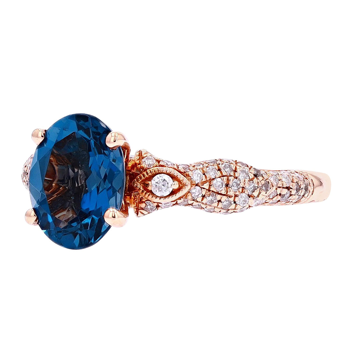 14K RG London Blue Topaz Ring