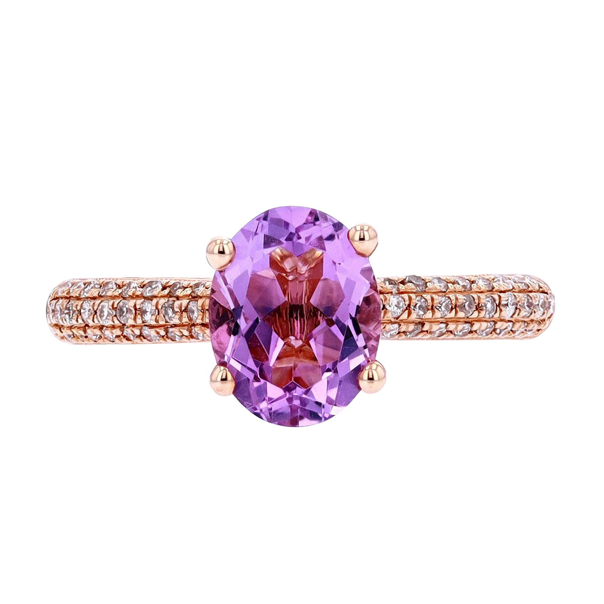 14K RG Oval Amethyst Ring
