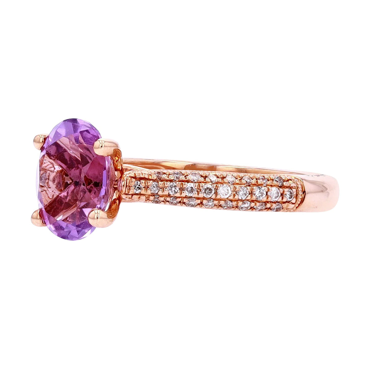 14K RG Oval Amethyst Ring
