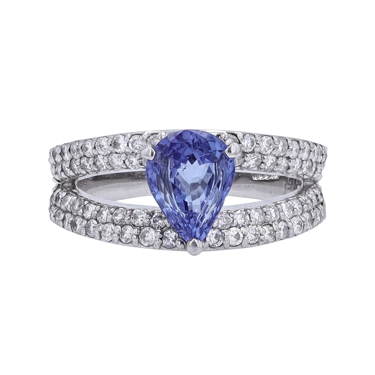 PT900 1.51 CT Pear Cut Tanzanite Ring