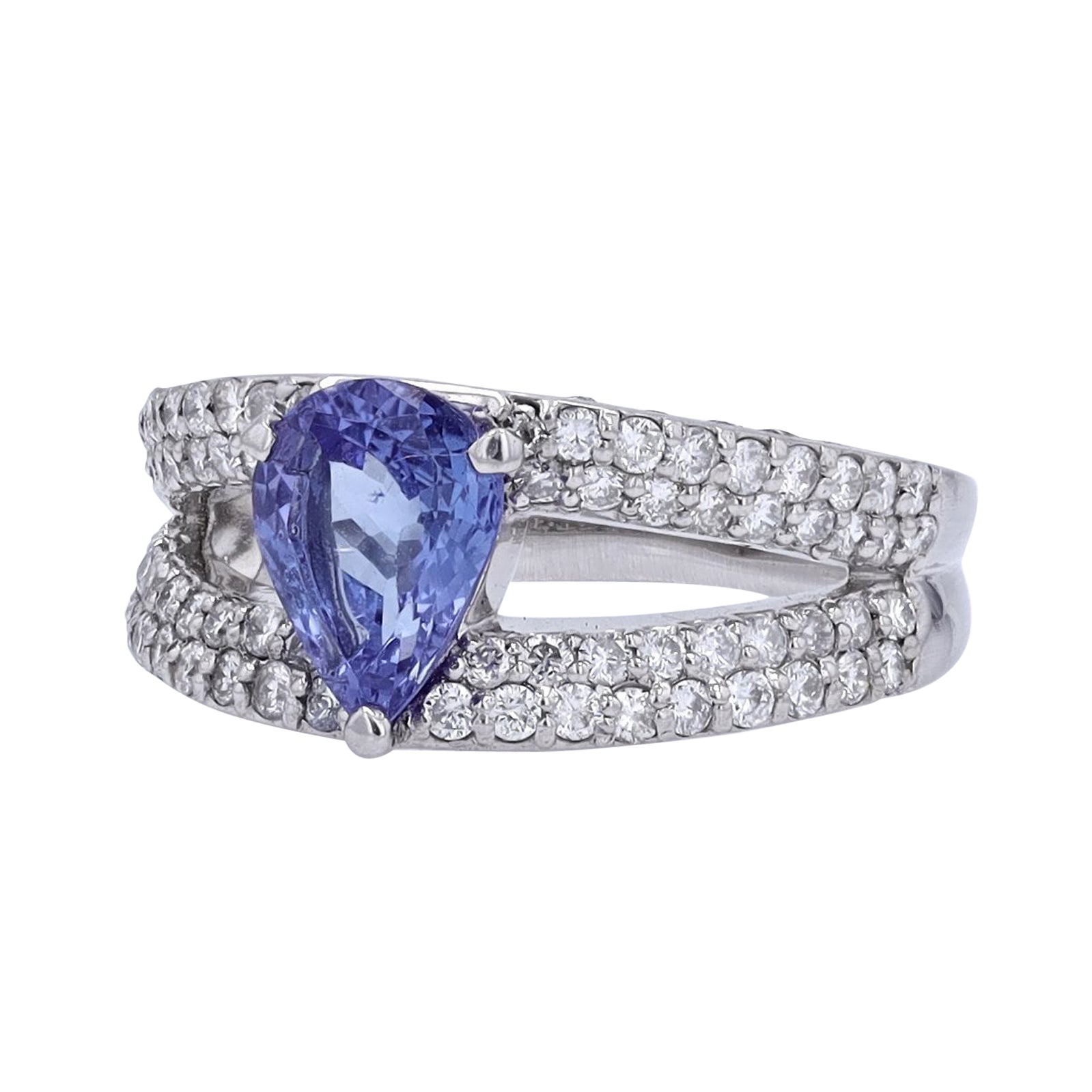 PT900 1.51 CT Pear Cut Tanzanite Ring