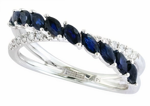 14K EFFY WG 1 CT Sapphire Crossover Band