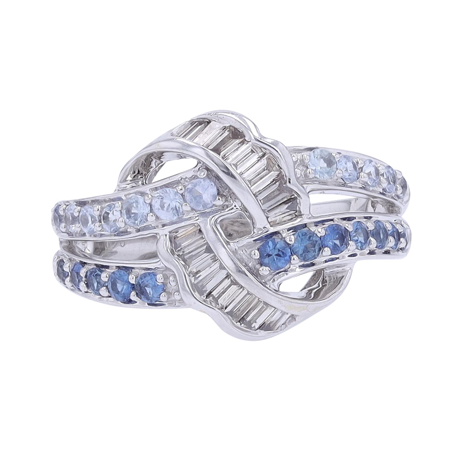 18K WG 0.60 CT Sapphire Interlocking Crossover Ring