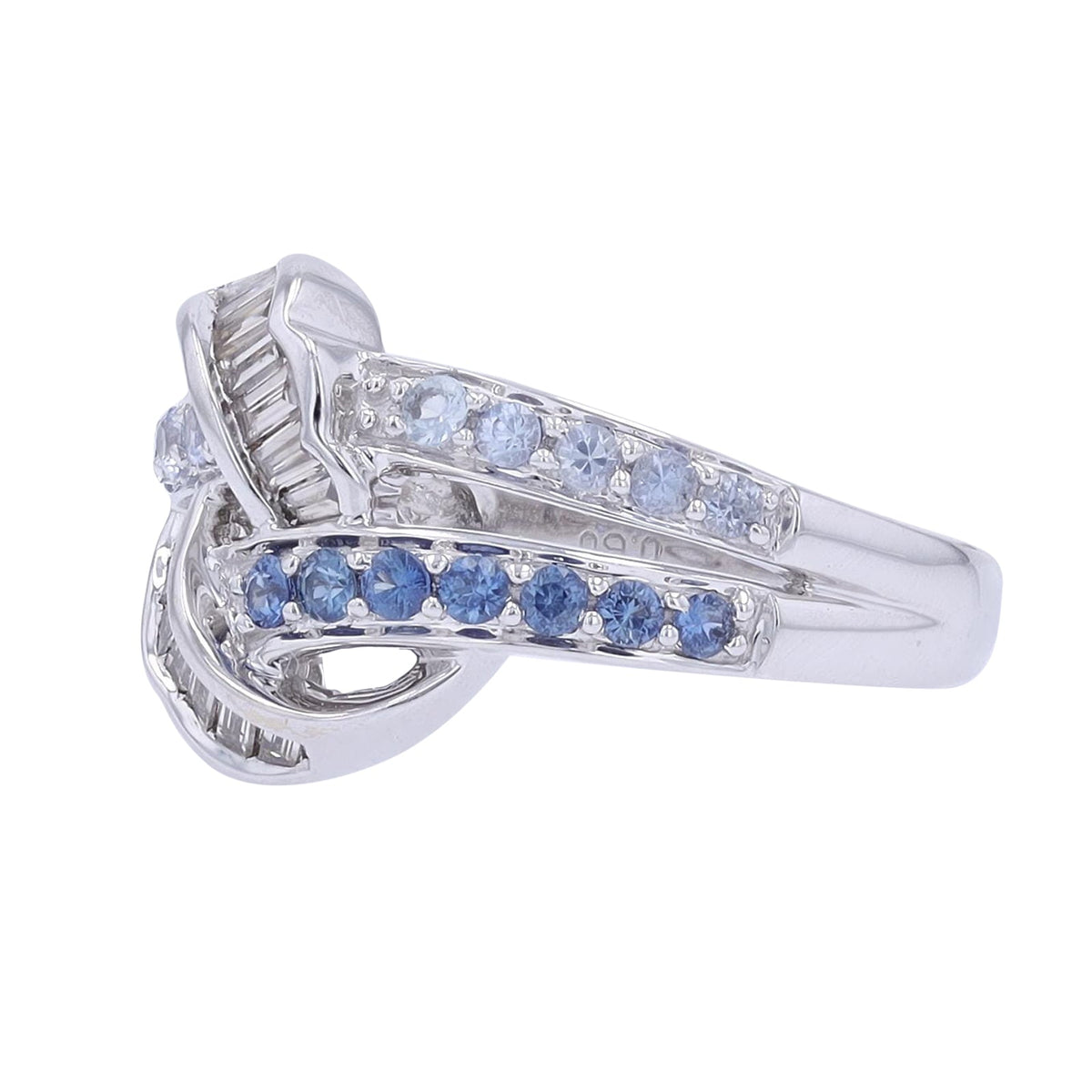 18K WG 0.60 CT Sapphire Interlocking Crossover Ring
