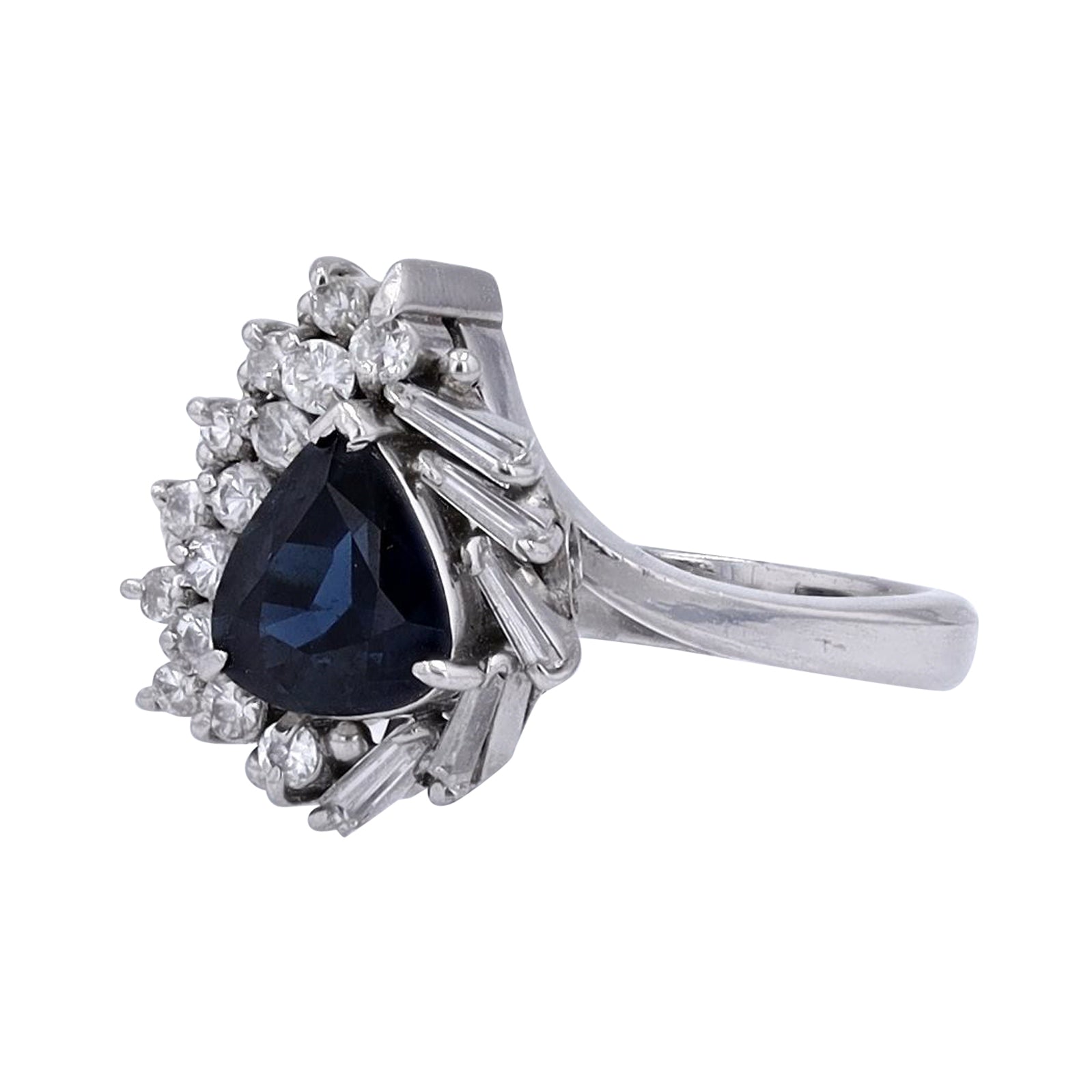 PT900 1.13 CT Pear Cut Sapphire Ring