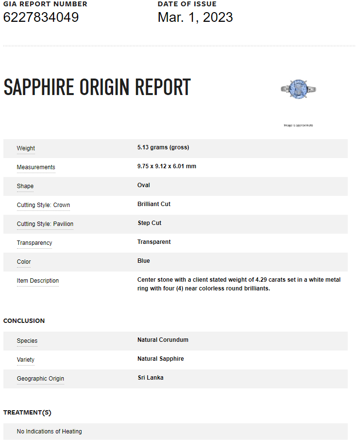 PT900 Sri Lanka No Heat Sapphire Ring<p><strong>GIA Available</p></strong>