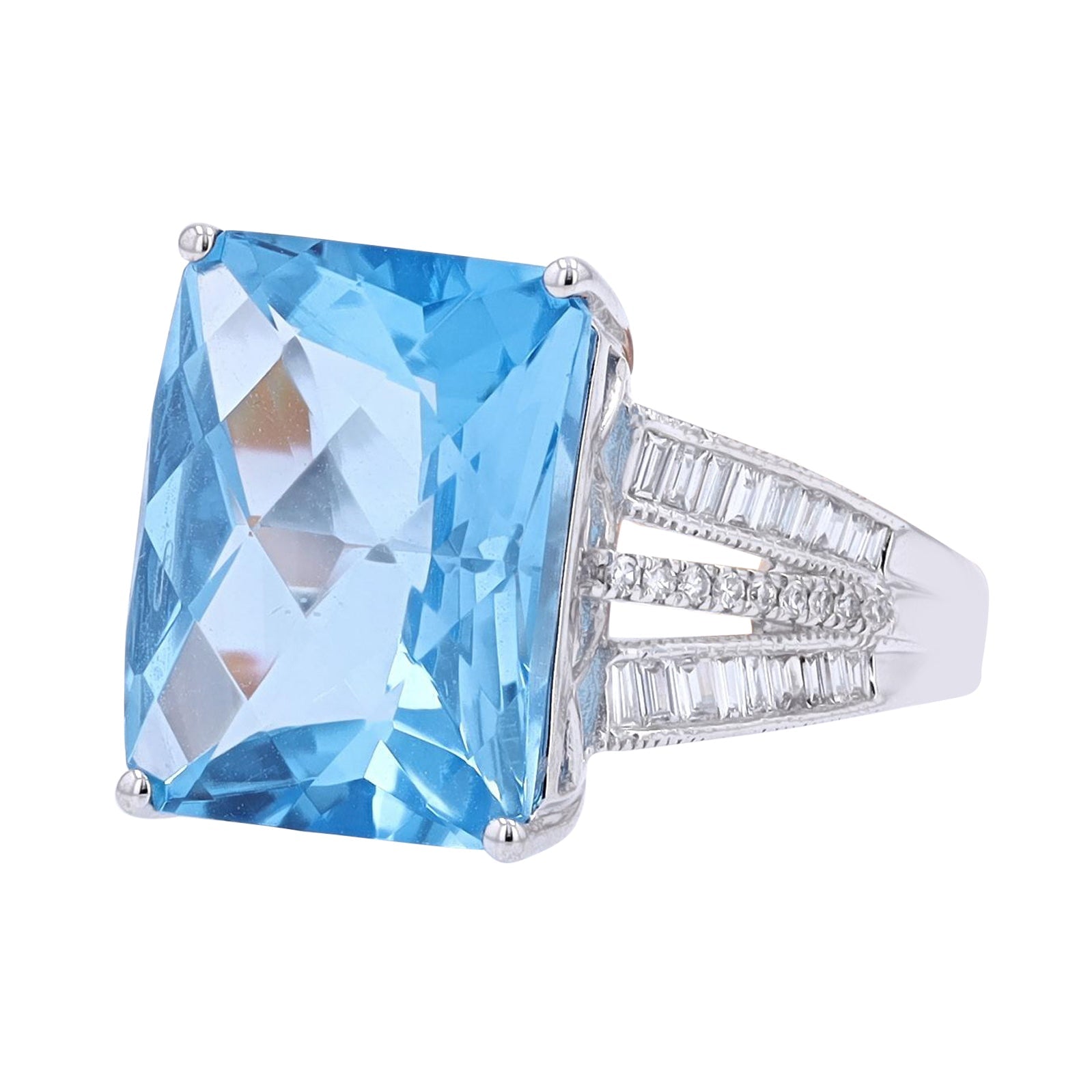 14K WG EFFY 11.85 CT Blue Topaz Ring