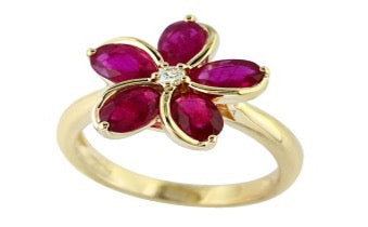 14K YG EFFY Ruby Flower Ring