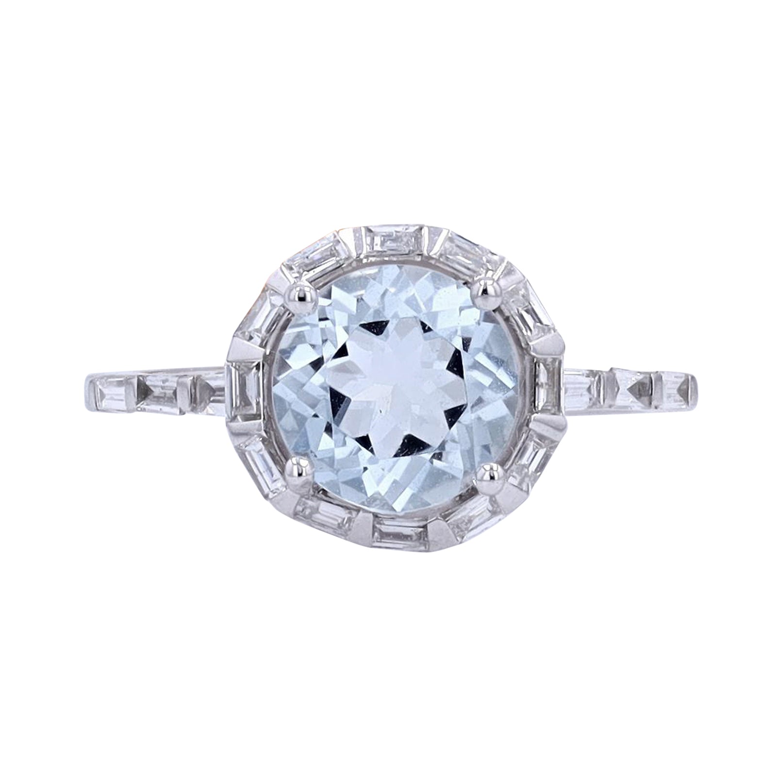 14K EFFY WG 1.85 CT Aqua Halo Ring