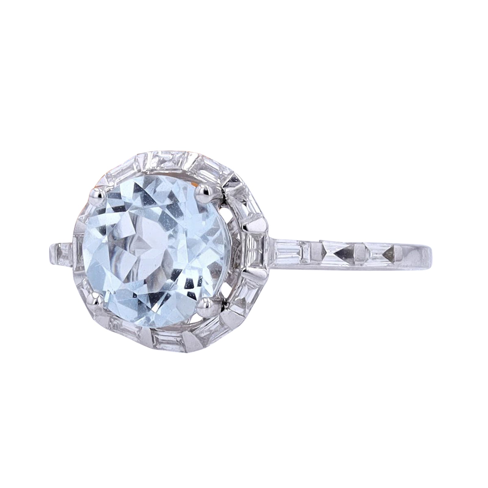 14K EFFY WG 1.85 CT Aqua Halo Ring