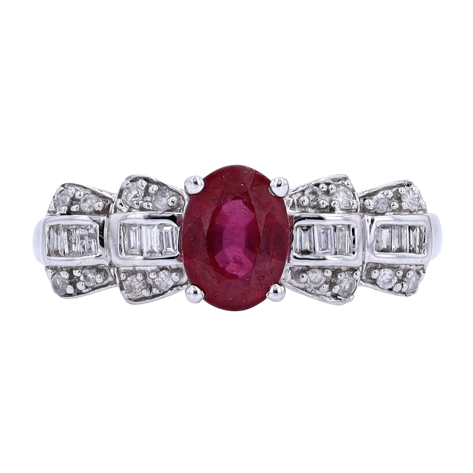 14K WG Ruby Oval Center Ring<p><strong>$299</p></strong>