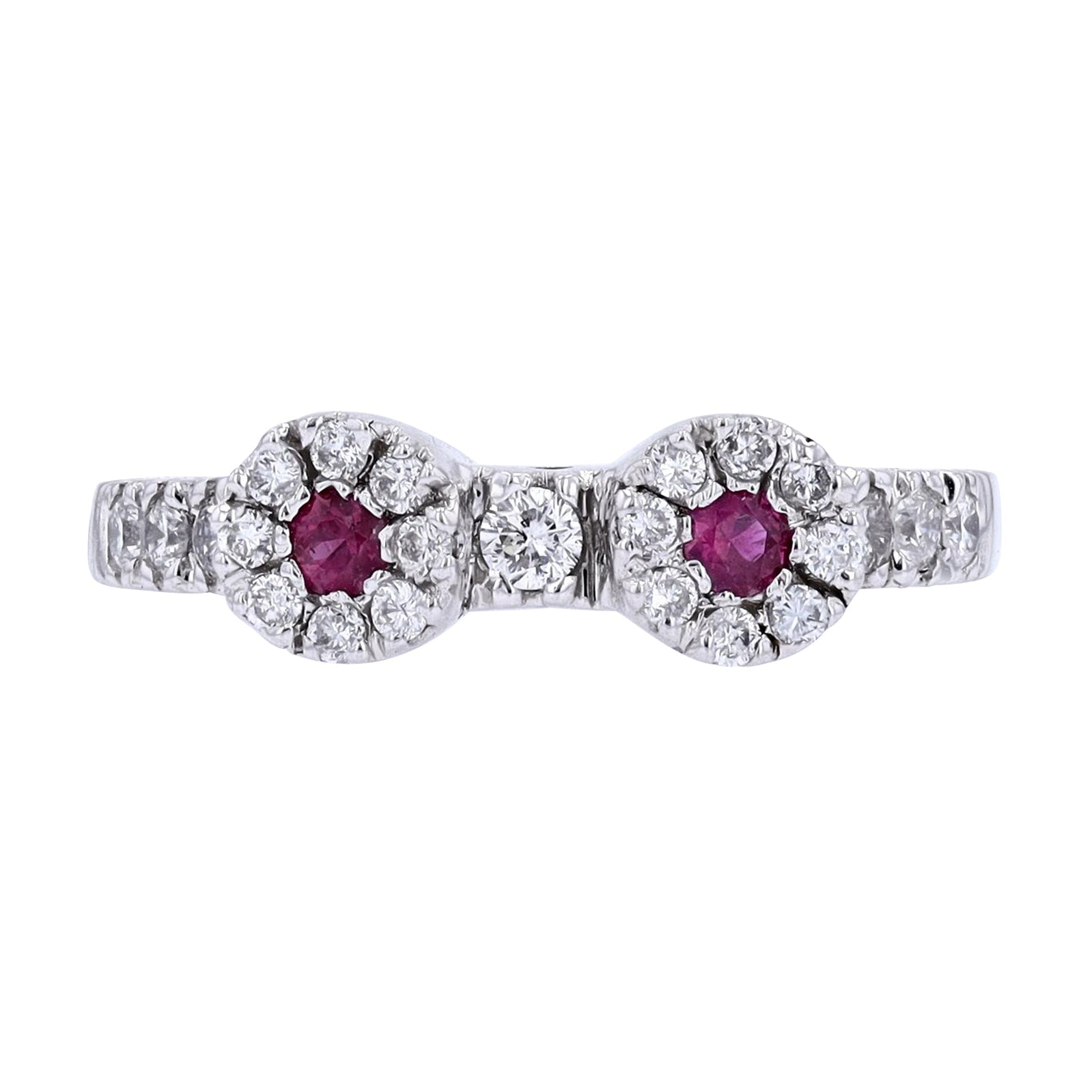 14K WG Two Stone Ruby Ring