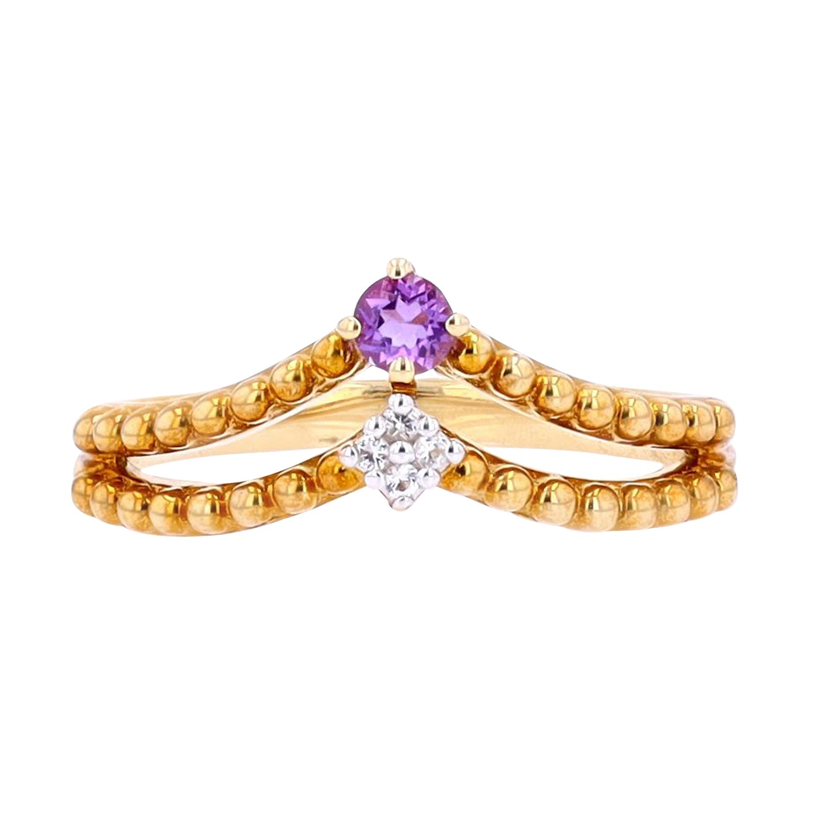 10K YG Amethyst & Diamond Ring