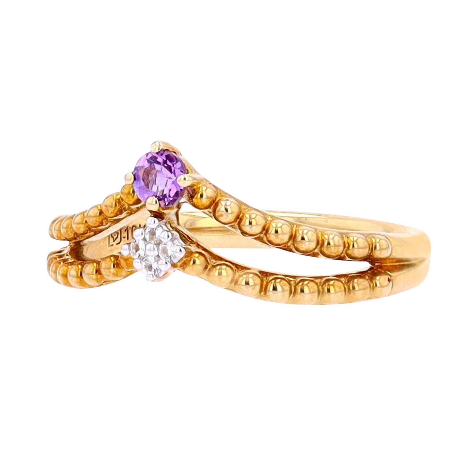 10K YG Amethyst & Diamond Ring
