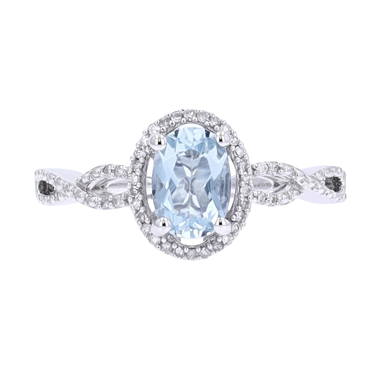 14K Aqua & Diamond Halo Ring<p><strong>More Colors Available</p></strong>