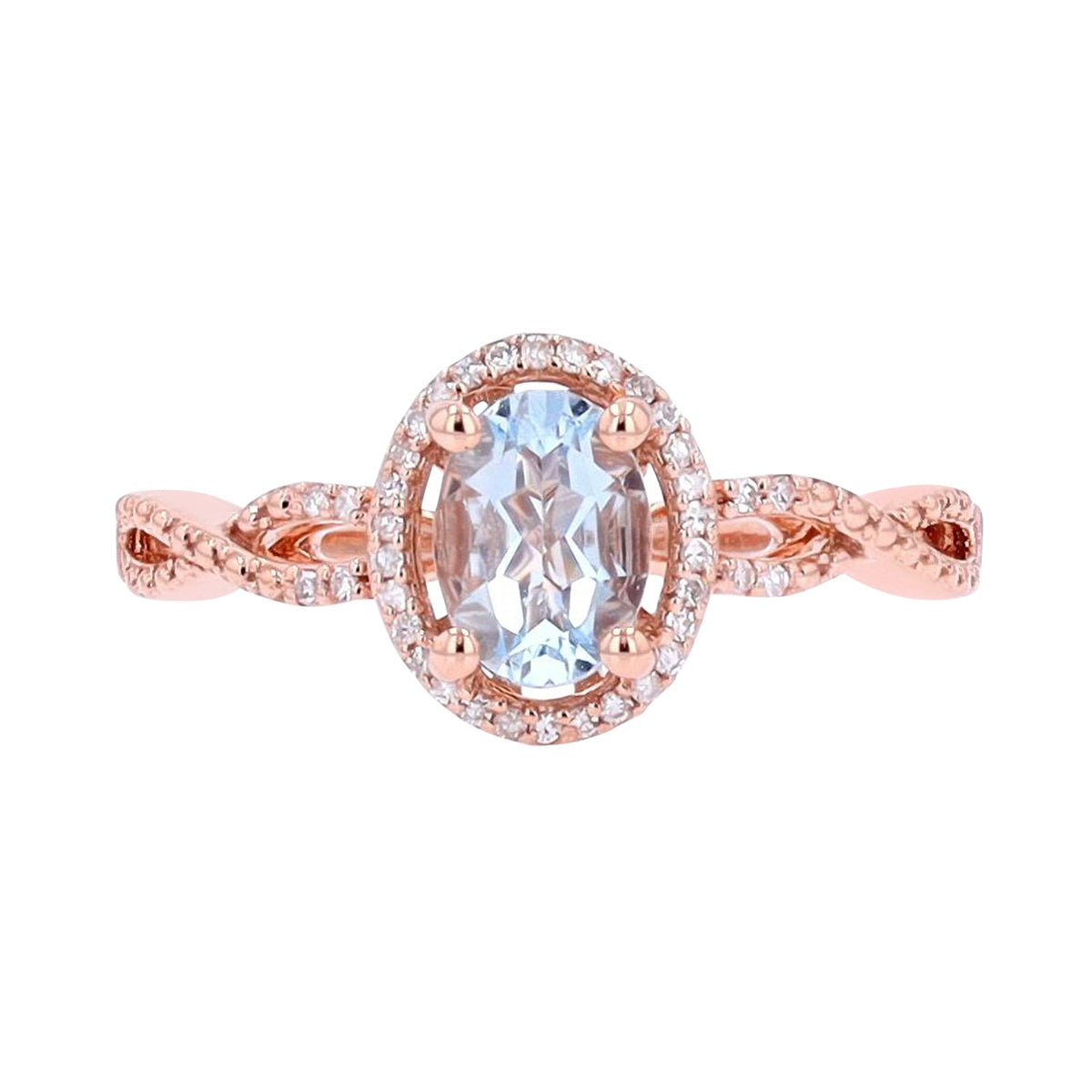 14K Aqua & Diamond Halo Ring<p><strong>More Colors Available</p></strong>