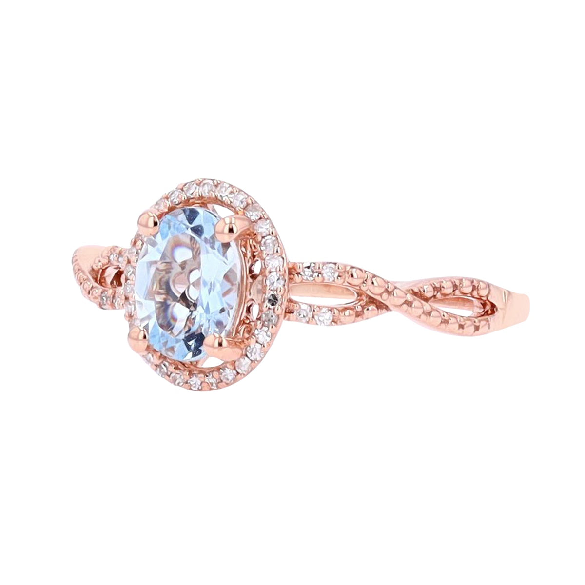 14K Aqua & Diamond Halo Ring<p><strong>More Colors Available</p></strong>