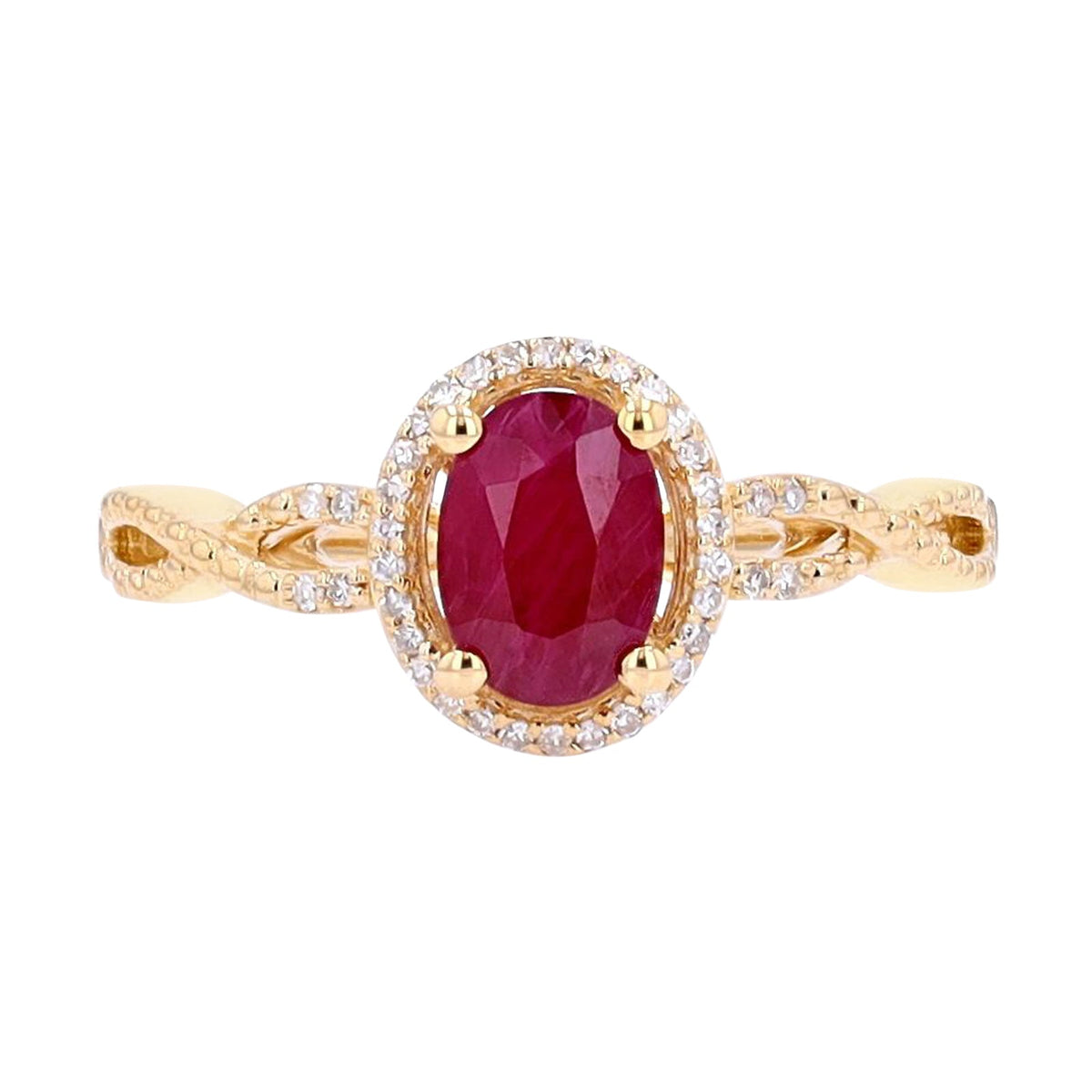 14K Gemstone & Diamond Halo Ring<p><strong>More Colors Available</p></strong>