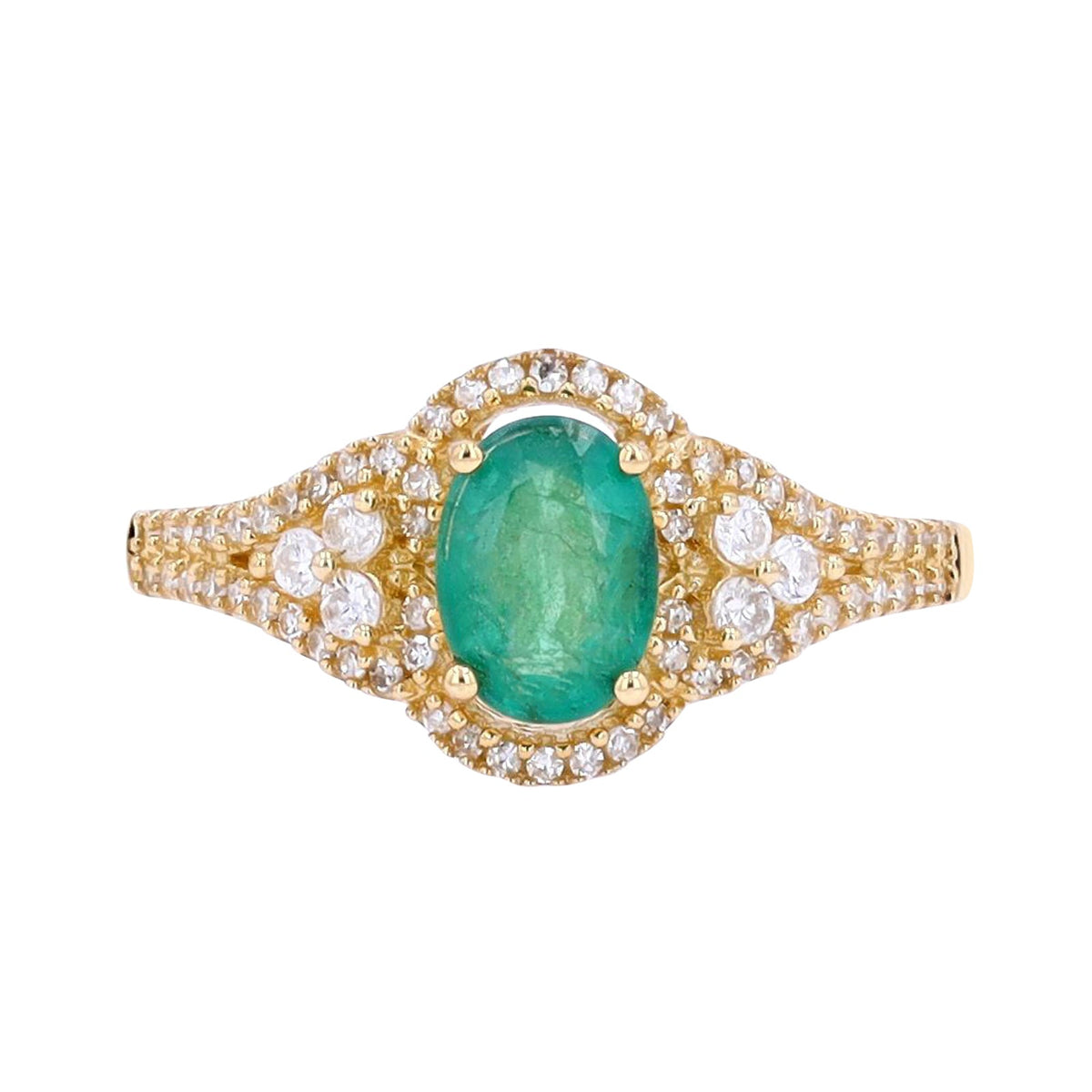14K Emerald & Diamond Halo Ring<p><strong>$379</p></strong> <p><strong>More Colors Available</p></strong>