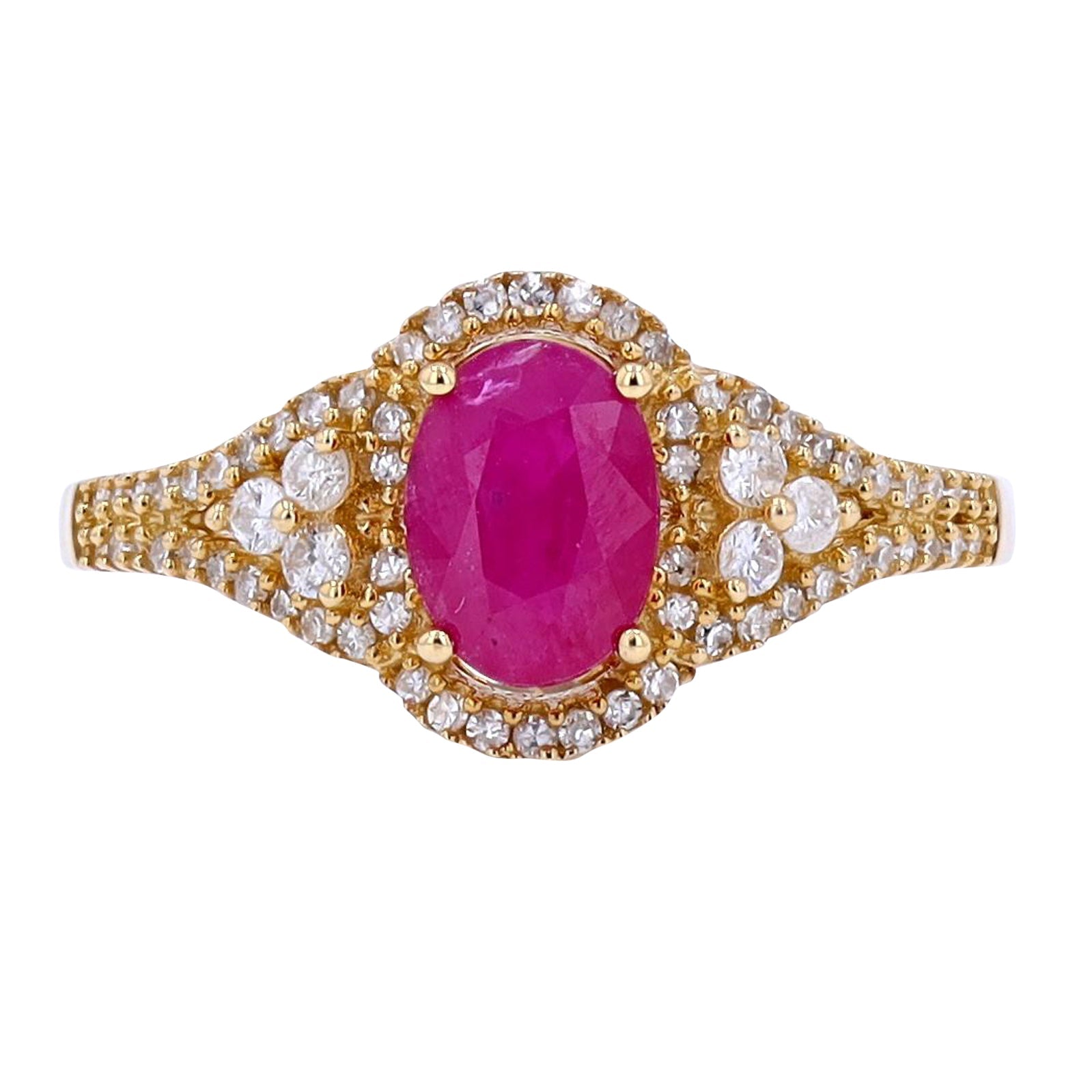 14K Ruby & Diamond Halo Ring
