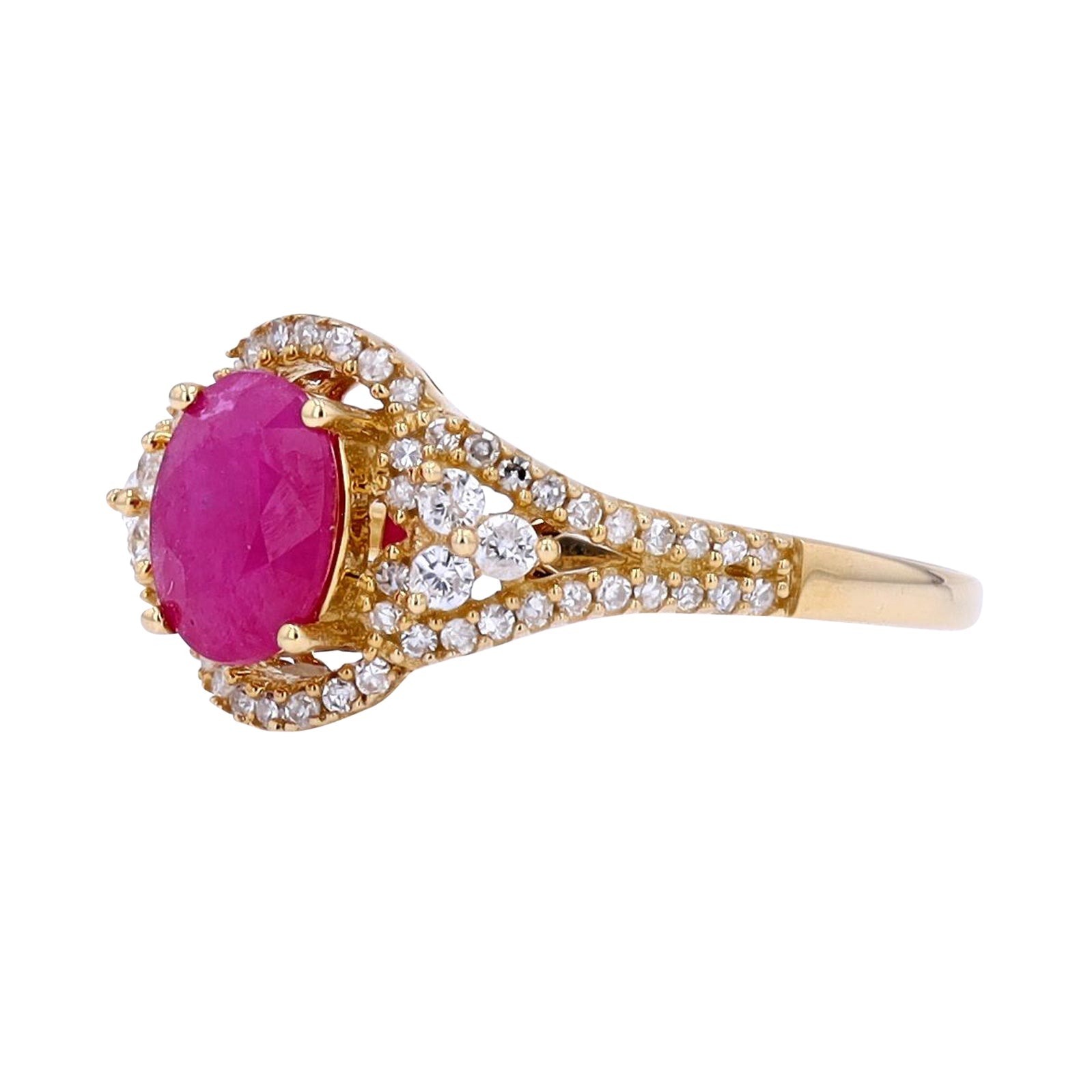 14K Ruby & Diamond Halo Ring