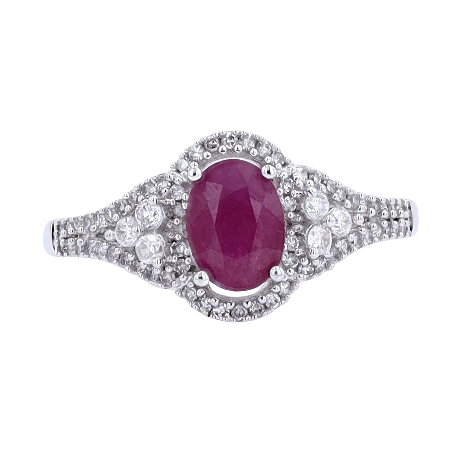 14K Ruby & Diamond Halo Ring