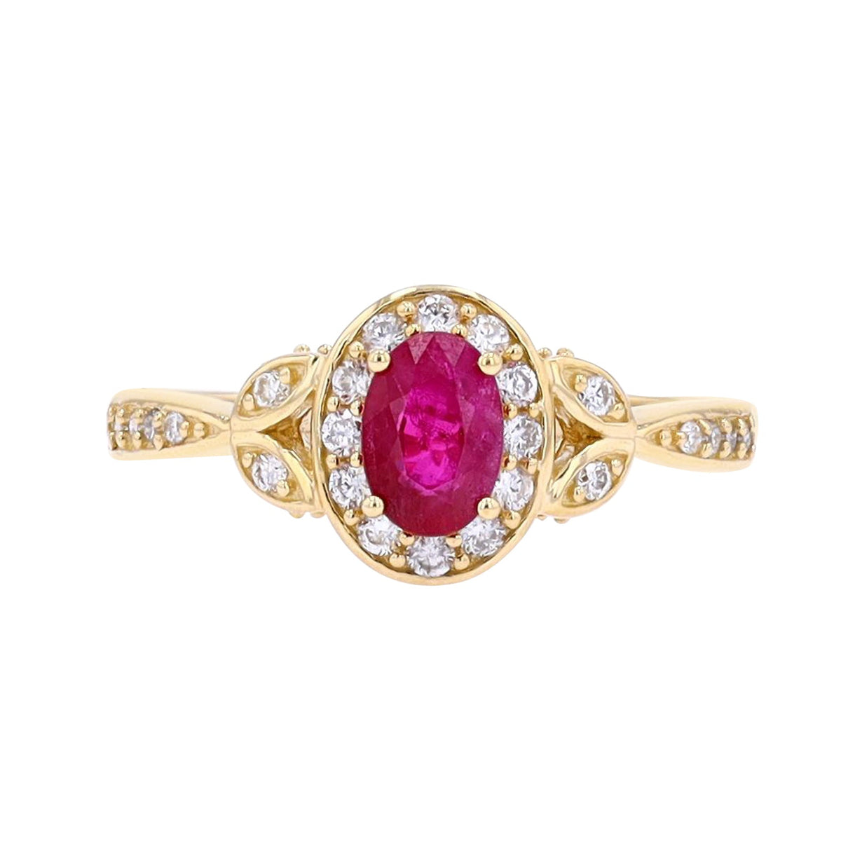 14K Gemstone & Diamond Halo Ring<p><strong>More Colors Available</p></strong>