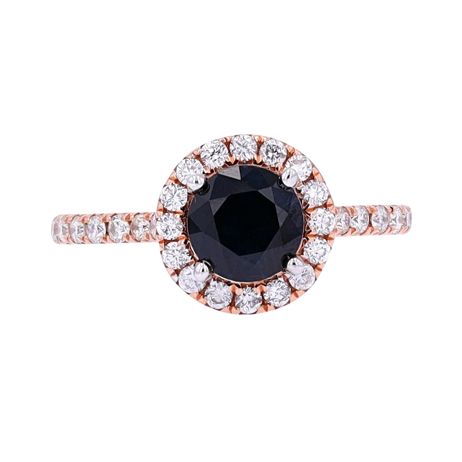 14K RG Sapphire & Diamond Halo Ring