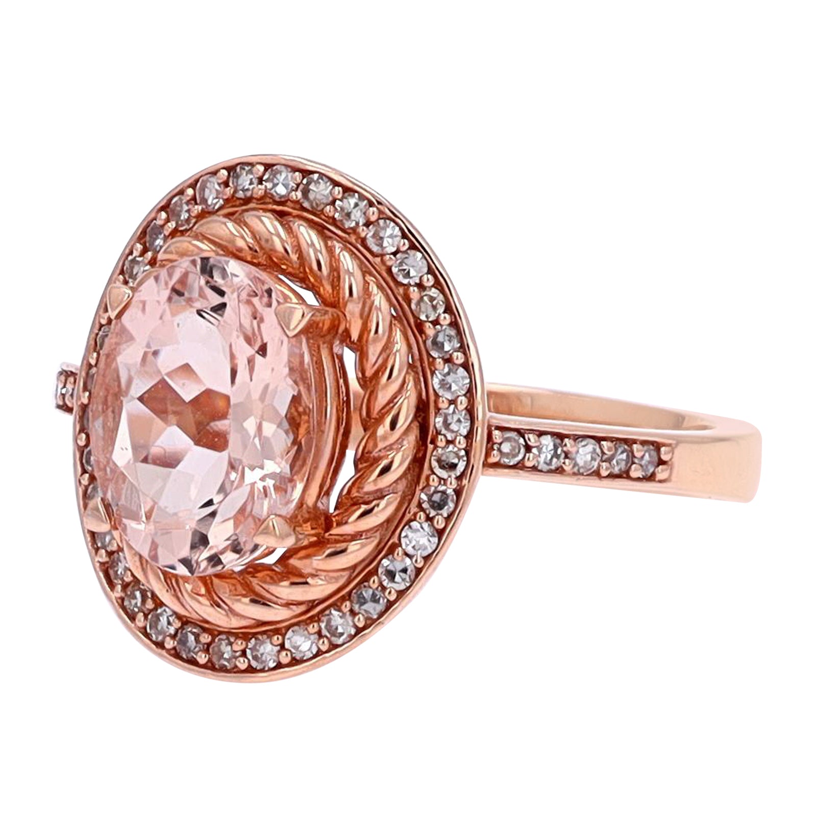 14K RG Morganite & Diamond Ring