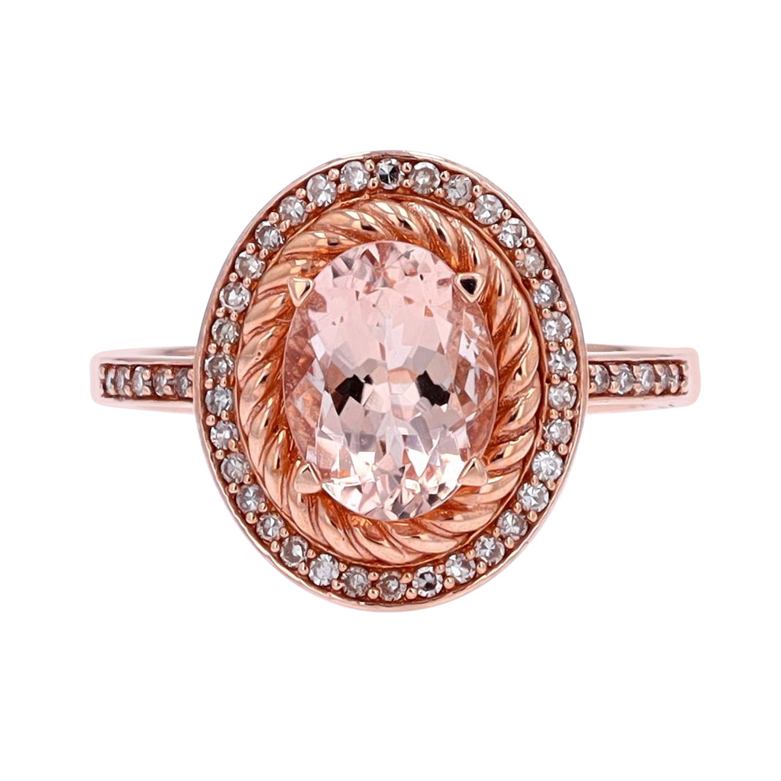 14K RG Morganite & Diamond Ring