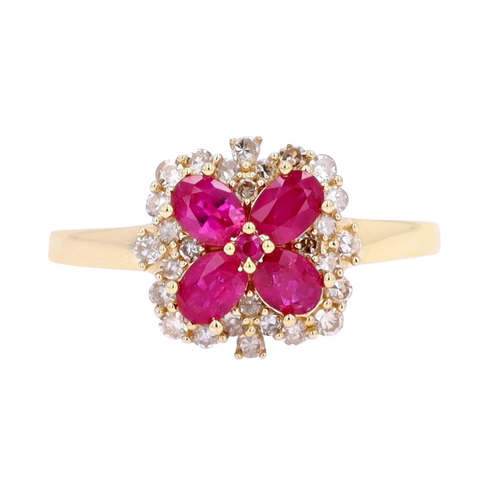 14K YG Ruby Flower Ring