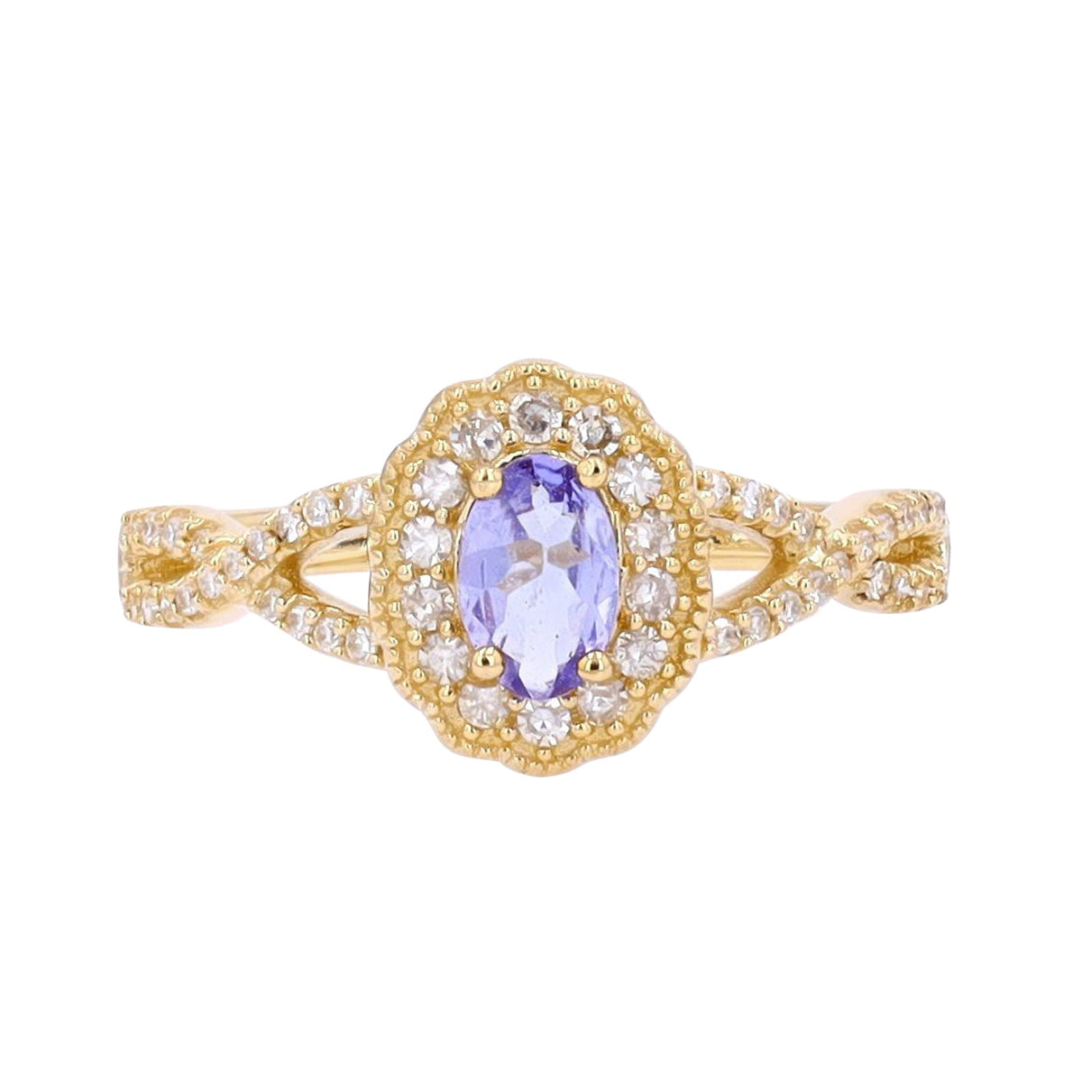 14K Gemstone & Diamond Halo Ring<p><strong>More Colors Available</p></strong>