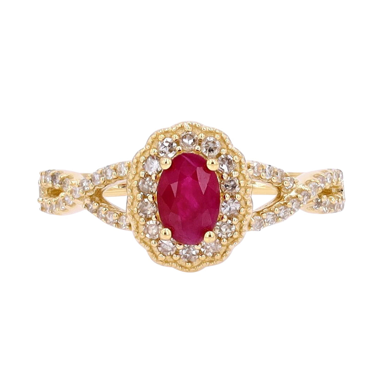 14K Gemstone & Diamond Halo Ring<p><strong>More Colors Available</p></strong>