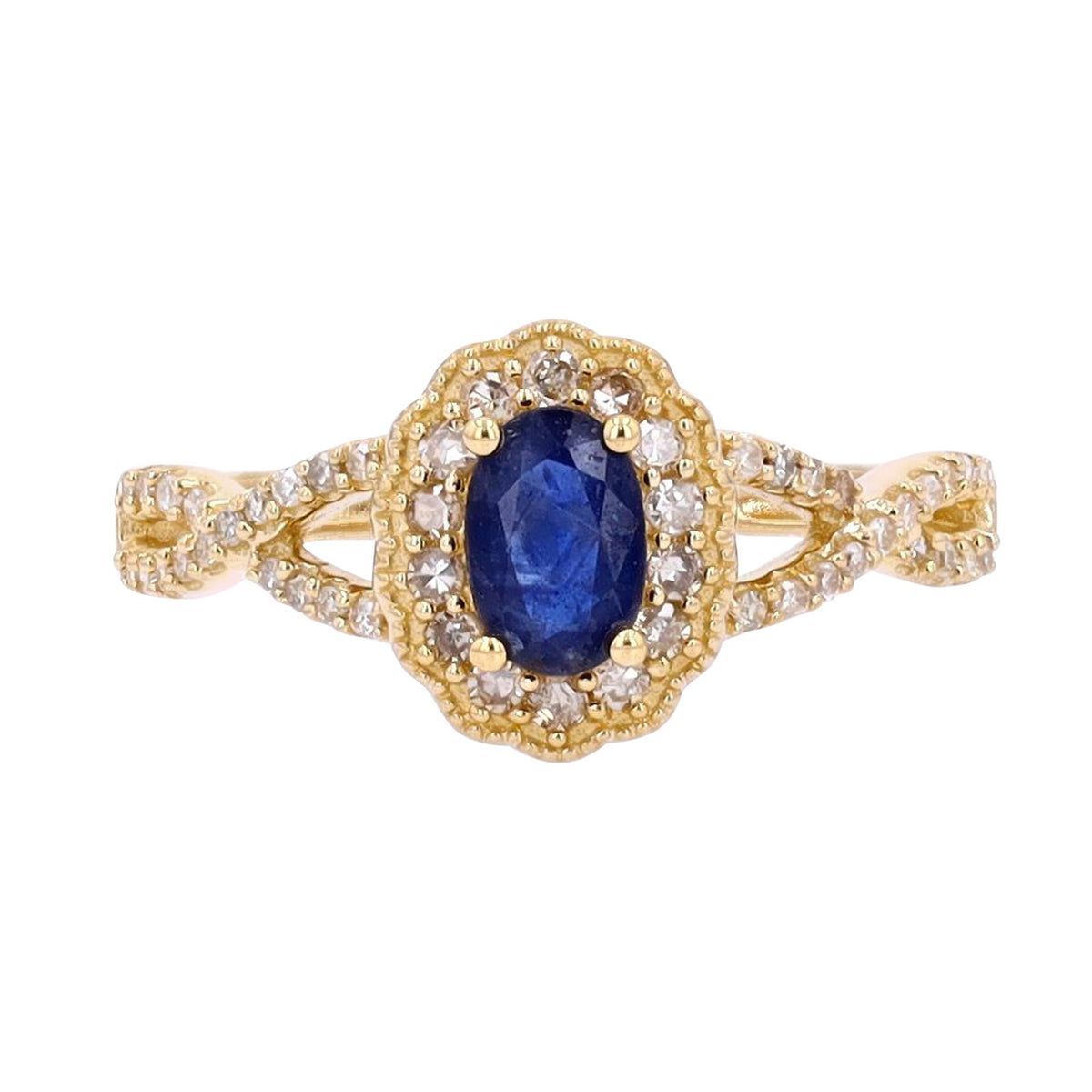 14K Gemstone & Diamond Halo Ring<p><strong>More Colors Available</p></strong>