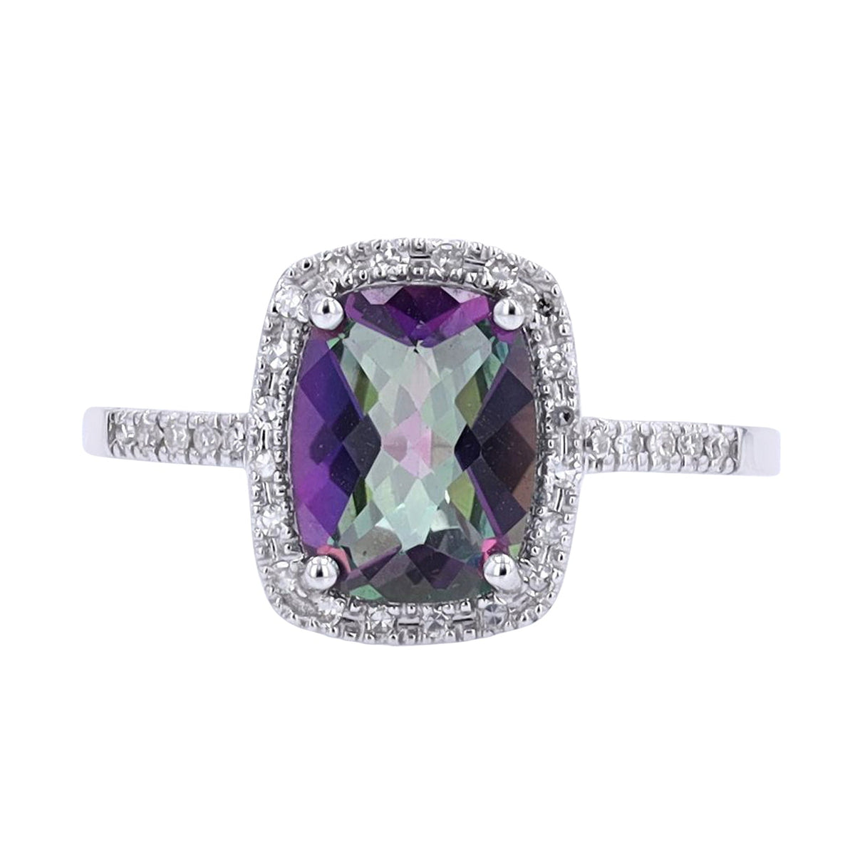 14K Gemstone & Diamond Halo Ring<p><strong>More Colors Available</p></strong>