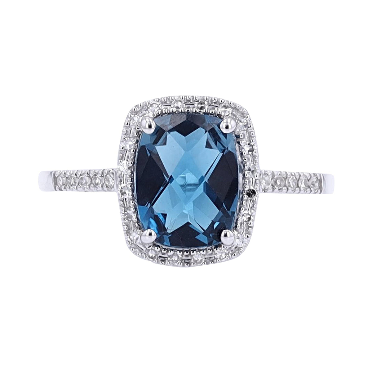 14K Gemstone & Diamond Halo Ring<p><strong>More Colors Available</p></strong>