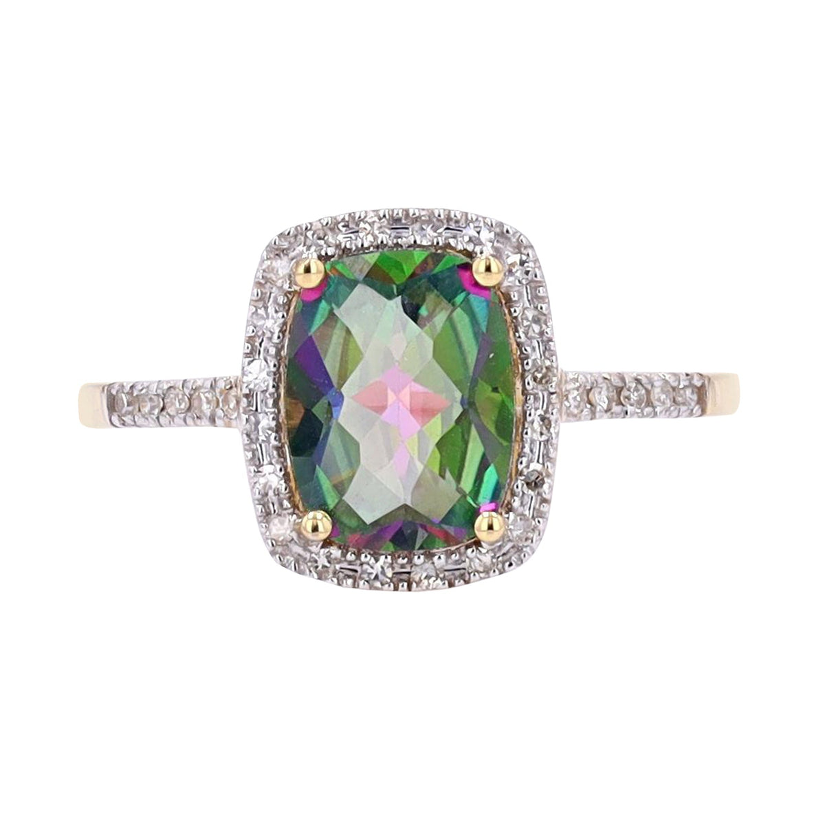 14K Gemstone & Diamond Halo Ring<p><strong>More Colors Available</p></strong>