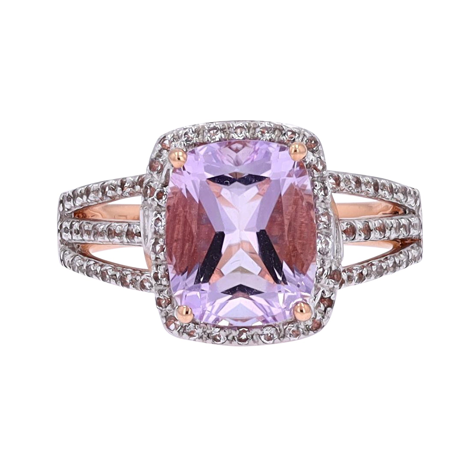 10K RG Amethyst & White Topaz Ring