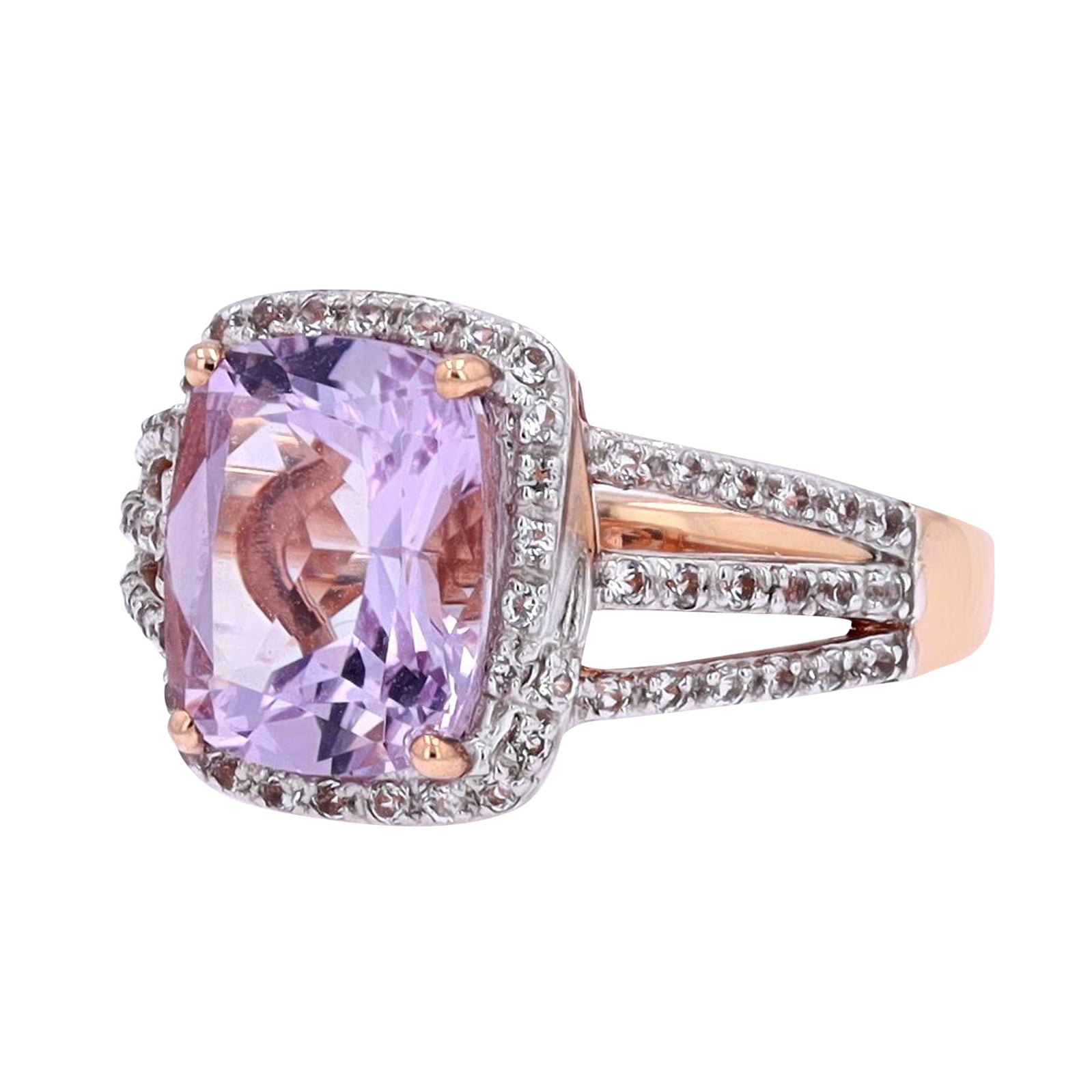 10K RG Amethyst & White Topaz Ring