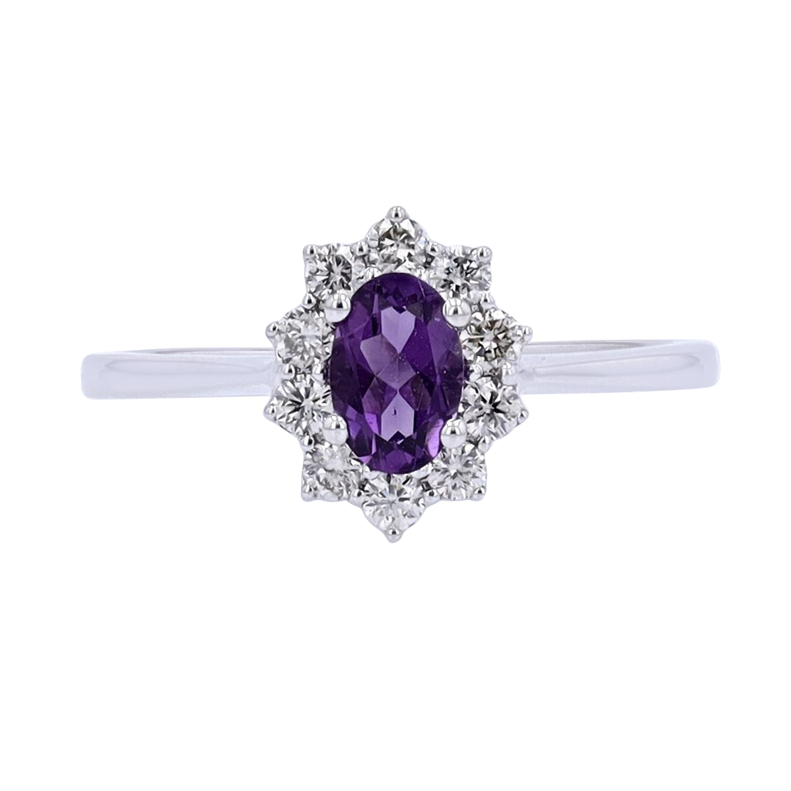 10K WG Diamond Oval Gemstone Halo Ring<p><strong>More Colors Available</p></strong>
