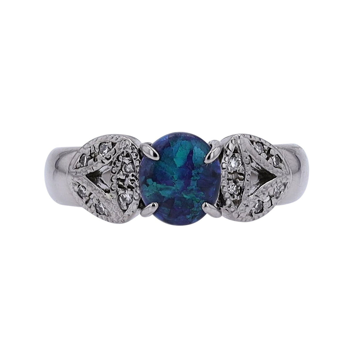 18K WG 0.76 CT Black Opal Ring