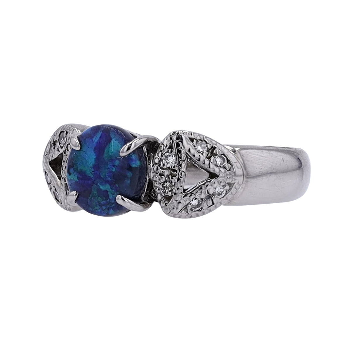 18K WG 0.76 CT Black Opal Ring