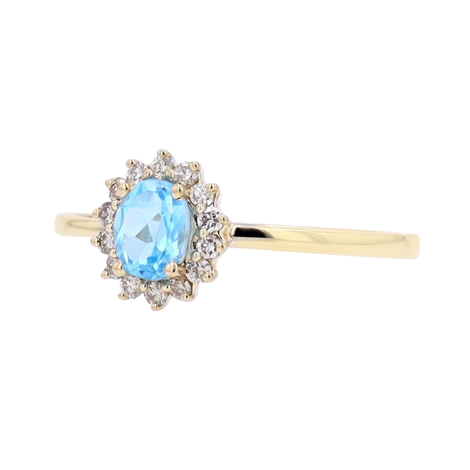 10K Gemstone Center Halo Ring<p><strong>More Colors Available</p></strong>