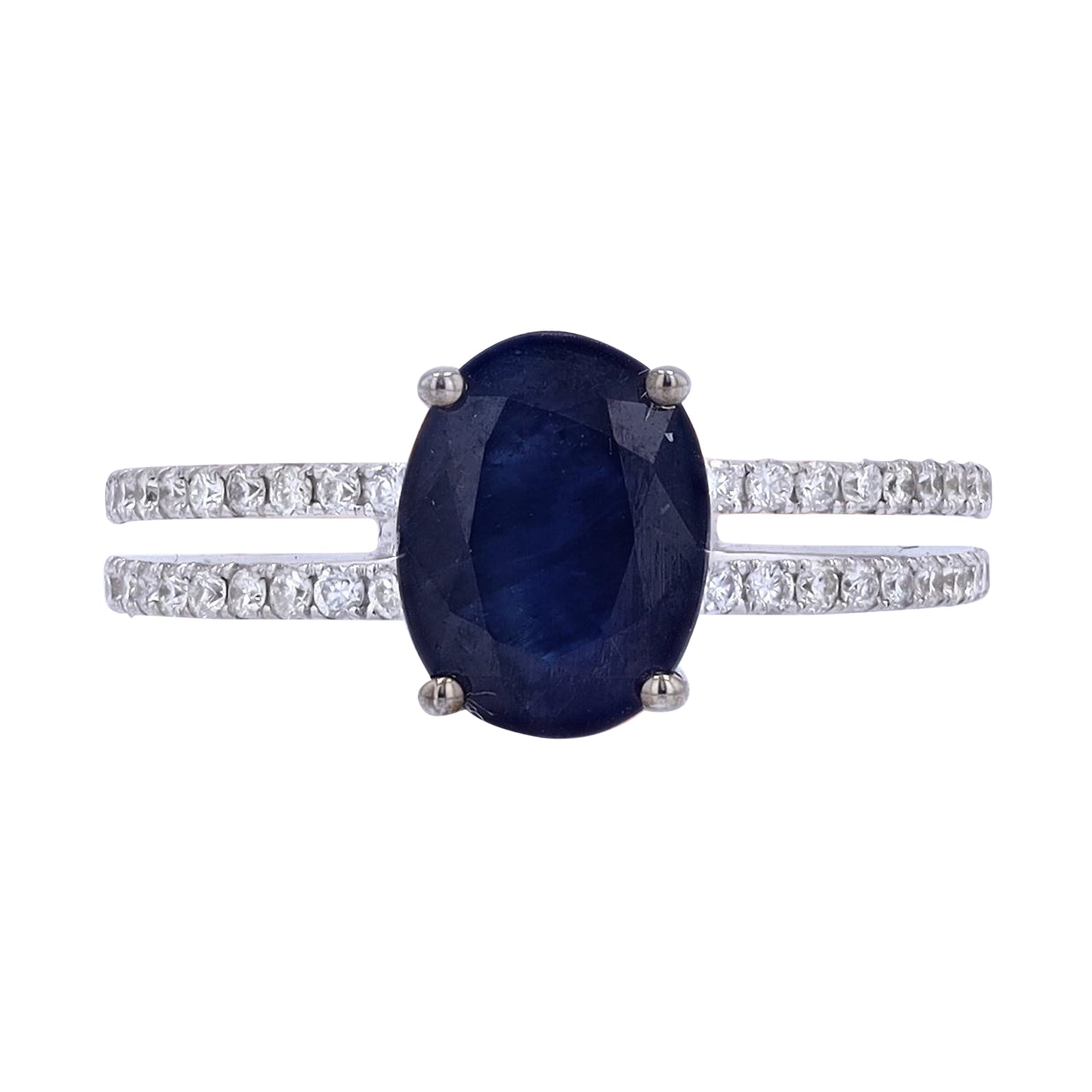 14K EFFY WG Oval Sapphire Split Band Ring