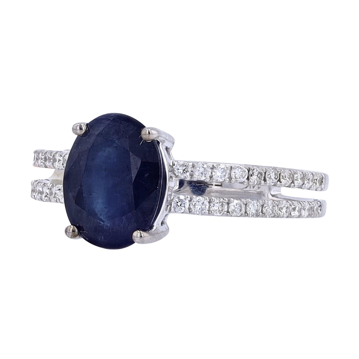 14K EFFY WG Oval Sapphire Split Band Ring
