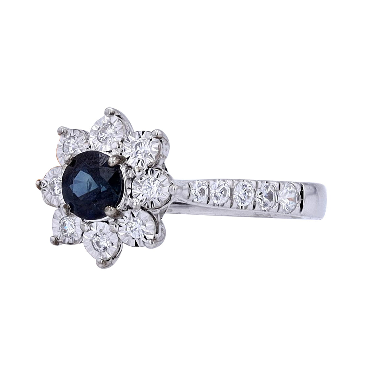 14K EFFY WG .57 CT Sapphire Flower Ring