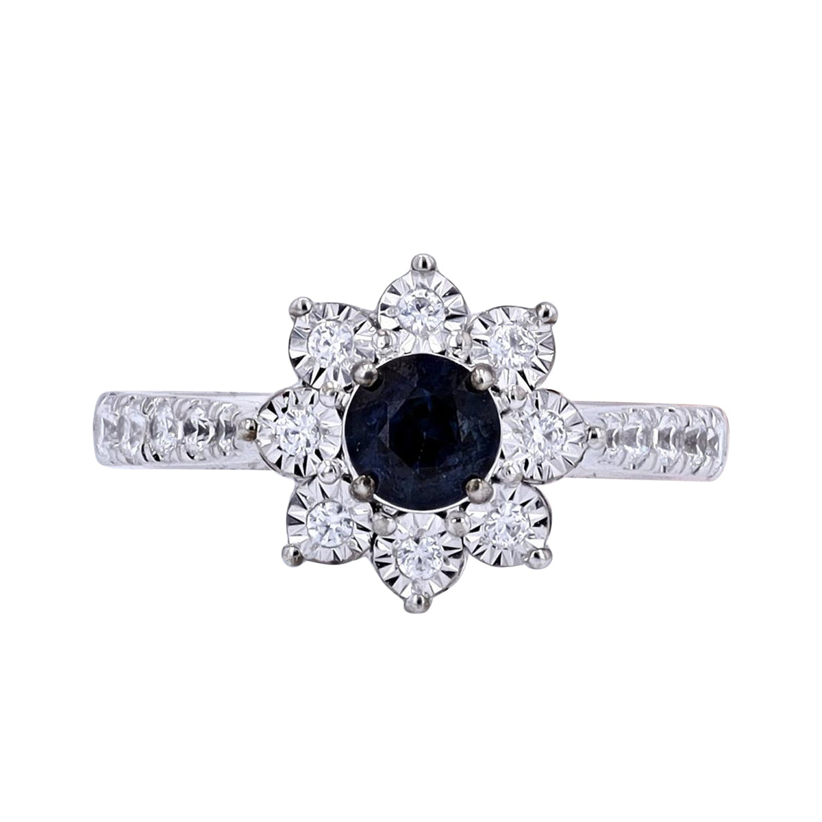 14K EFFY WG .57 CT Sapphire Flower Ring