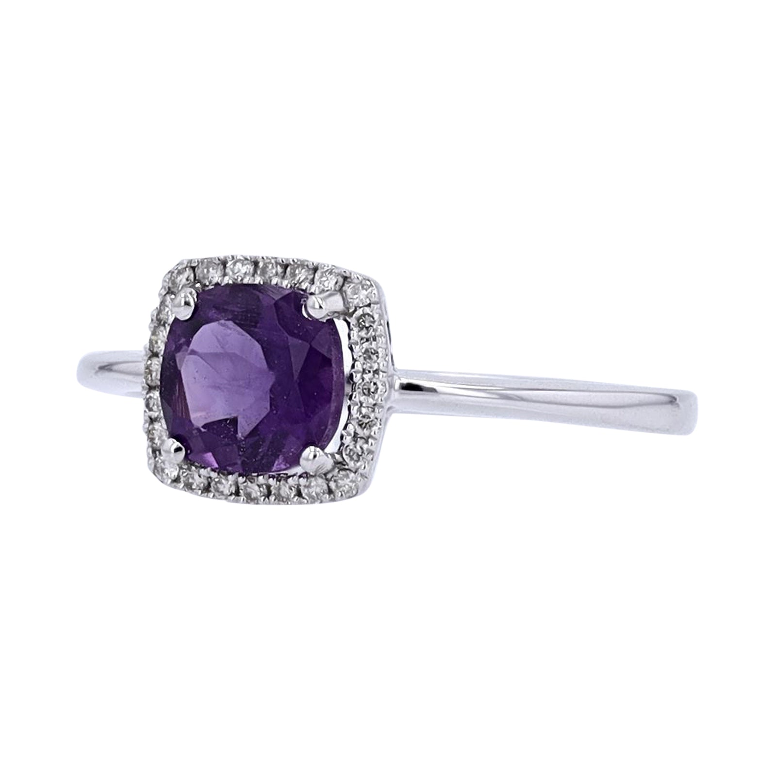10K WG Cushion Cut Gemstone Center Ring<p><strong>More Colors Available</p></strong>