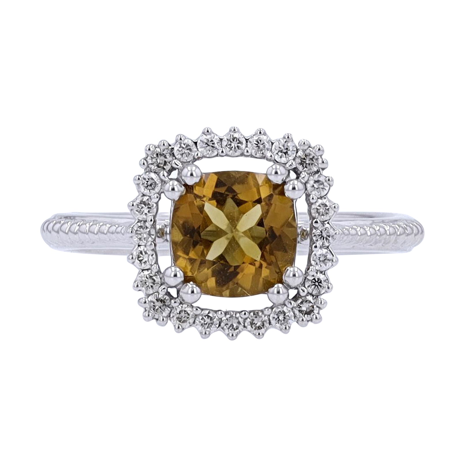 10K WG Gemstone Center Halo Ring<p><strong>More Colors Available</p></strong>