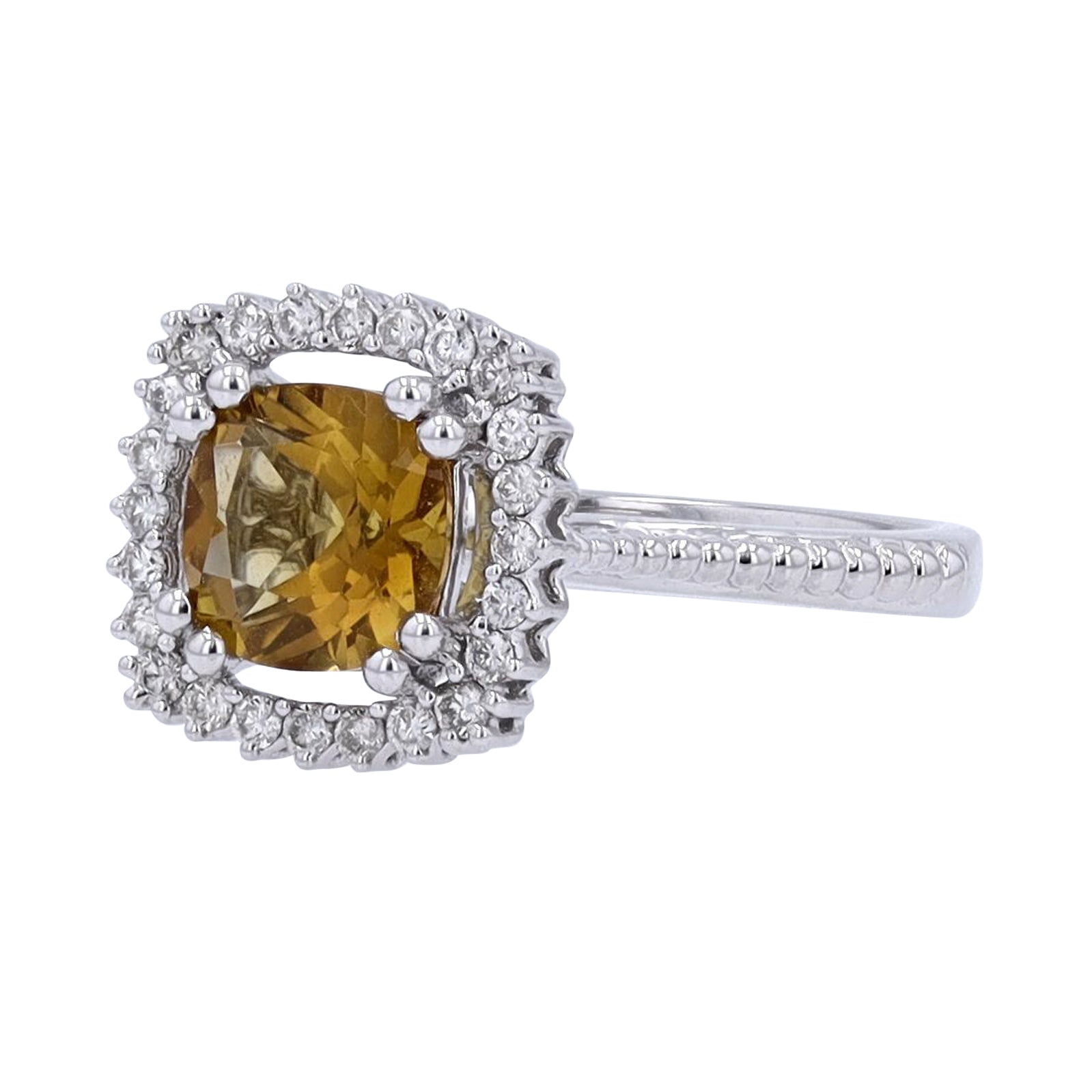 10K WG Gemstone Center Halo Ring<p><strong>More Colors Available</p></strong>